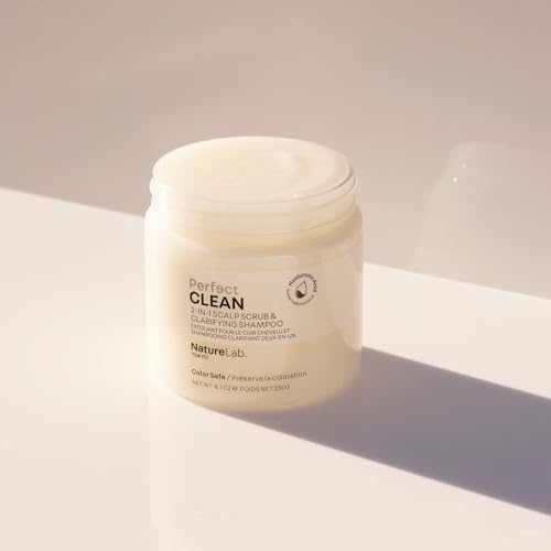 NatureLab.TOKYO Perfect Clean Scalp Scrub & Shampoo – 2-in-1 Clarifying Cleanser with Sugar Crystals, Probiotic Sake Water & Hyaluronic Acid, 8.1 oz