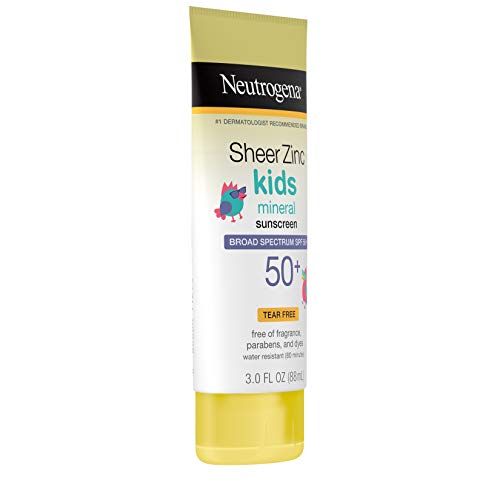 Neutrogena Sheer Zinc Kids Mineral Sunscreen Lotion SPF 50+ | Broad Spectrum UVA/UVB Protection | Water Resistant, Paraben & Fragrance Free, 3 fl oz