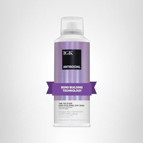 IGK Antisocial Bond-Building Dry Hair Mask, Overnight Repair for Damaged Hair, Revives Healthy Strands, Vegan Protein Treatment, 5 Oz