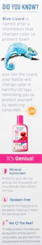 Blue Lizard Baby Mineral Sunscreen SPF 50 - Zinc Oxide, Fragrance-Free, Water Resistant, UVA/UVB Protection, Smart Tech, 5 Fl Oz