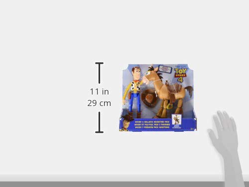 Mattel Disney Pixar Toy Story 4 Movie Set of 2 Action Figures, Collectible Pack Includes with Woody with Removable Hat & Rideable Bullseye