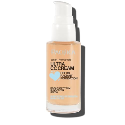 Pacifica Ultra CC Cream Radiant Foundation SPF 17 (Natural Medium) – Medium-Coverage Tinted Moisturizer + Mineral Sunscreen, Dewy Finish, 1 fl oz
