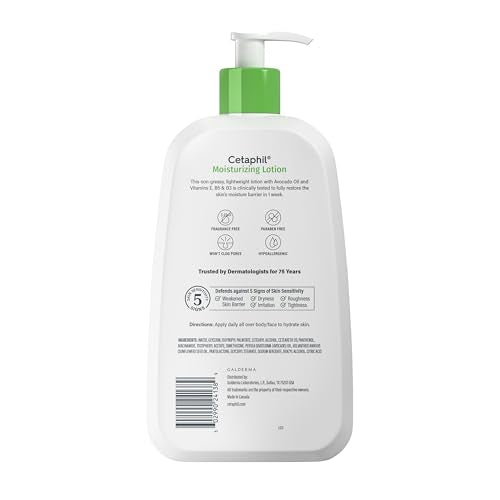 Cetaphil Face & Body Moisturizer, 20oz Hydrating Lotion for All Skin Types, Sensitive Skin Safe, Fragrance-Free, Hypoallergenic, Non-Comedogenic