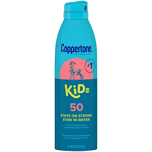 Coppertone KIDS Sunscreen Continuous Spray SPF 50 (5.5 Ounce, Pack of 2) (Packaging may vary)