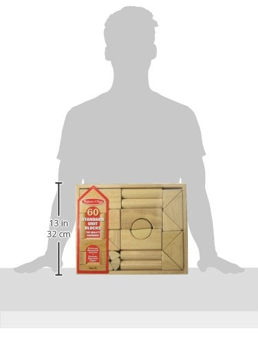 Melissa & Doug Standard Unit Solid-Wood Building Blocks With Wooden Storage Tray (60 pcs)