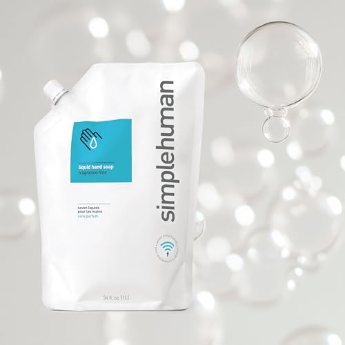 simplehuman Moisturizing Liquid Hand Soap Refill Pouch, 34 Fl Oz (Pack of 1), Fragrance Free, Count
