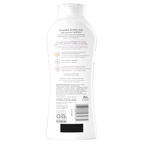 Olay Age-Defying Body Wash for Women, 24hr Moisture, Vitamin E & B3, Hydrating & Refreshing, Paraben-Free, 22 fl oz, 2-Pack