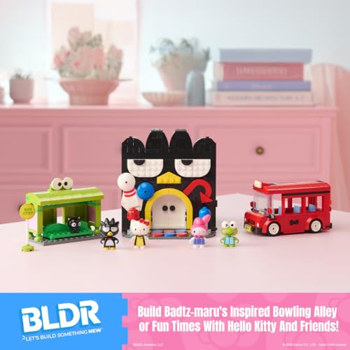 BLDR Hello Kitty and Friends, Badtz-Maru’s Bowling Alley Building Set - Hello Kitty, Keroppi, Badtz-Maru, My Melody, & Chococat Minifigures - 8+, 0132