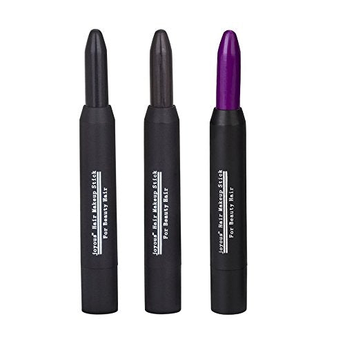 Professional Hair Chalk Temporary Hair Dye Non-toxic Hair Color Crayon Cover White Hair Color Patch (3packs-black-dark Brown-purple)