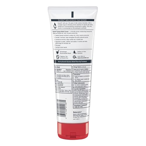 Eucerin Eczema Relief Cream, Full Body Lotion, Moisturizing Eczema Cream with Colloidal Oatmeal (Skin Protectant) and Ceramide 3, 8 Oz Tube