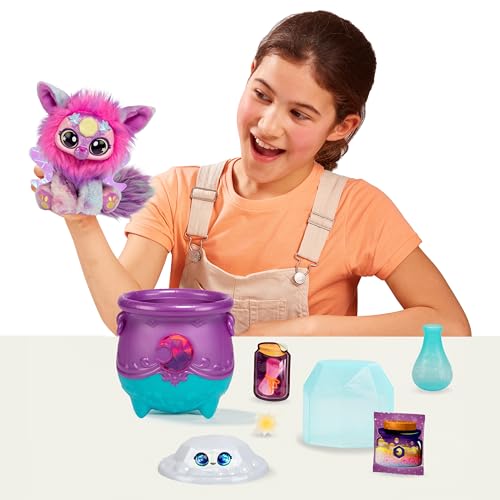 Magic Mixies Gem Surprise Cauldron Moon with Shimmer Eyes – Reveal Plush & 2 Lunar Gem Surprises (Styles Vary)