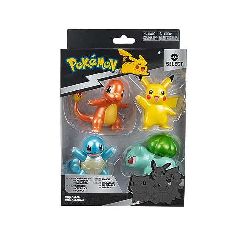 Pokémon Select Metallic Battle Pack - Four 3-inch Battle Figures with Special Metallic Finish