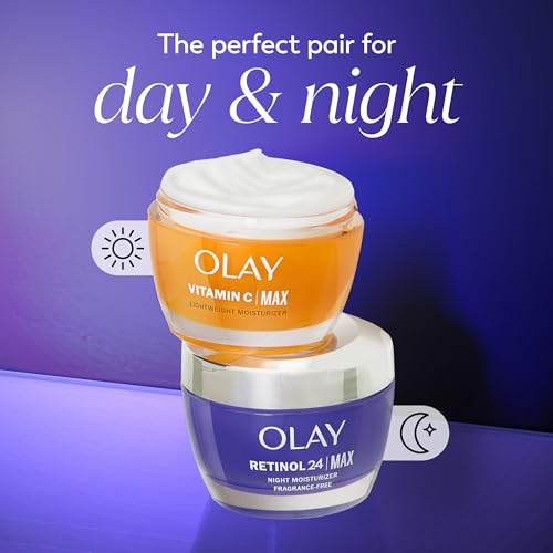 Olay Retinol 24 MAX Night Face Moisturizer - Fragrance-Free Anti-Aging Cream for Women with Peptides & Glycerin, Hydrates, Firms & Smooths Fine Lines, 1.7 Oz