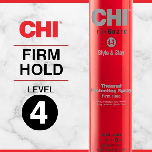 CHI 44 Iron Guard Style & Stay Firm Hold Protecting Spray, Heat Protectant & Hairspray for a Long-Lasting Hold, Sulfate & Paraben-Free, 10 Oz