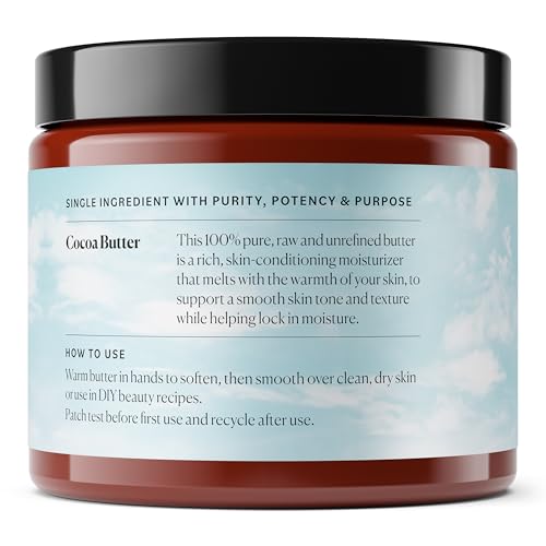 Sky Organics 100% Raw Cocoa Butter – Ultra-Moisturizing, Hydrates & Smooths Skin, Deep Conditioning for Dry or Tight Skin, 16oz