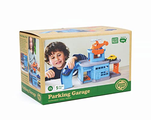 Green Toys 5-Piece Parking Garage Playset – Pretend Play, Motor Skills & Communication, BPA-Free, Dishwasher Safe, Recycled Plastic, USA