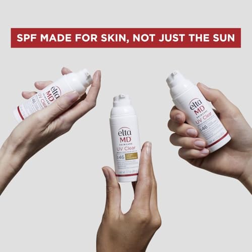EltaMD UV Clear Tinted Sunscreen for Face, SPF 46 with Zinc Oxide, Oil-Free, Dermatologist Recommended, For Acne-Prone Sensitive Skin, 1.7 oz