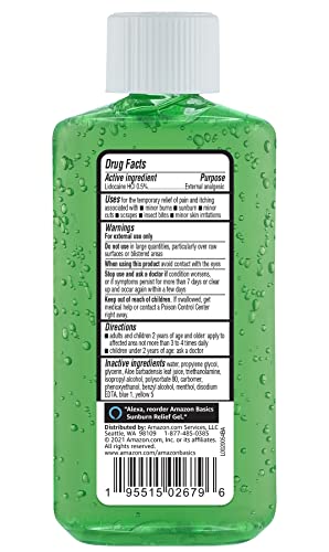 Amazon Basics Sunburn Relief Gel with Aloe Vera, 8 oz (Pack of 1) (Previously Solimo)