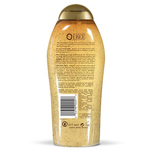 OGX Smoothing Coconut Coffee Body Scrub with Arabica Coffee & Coconut Oil, Moisturizing, Paraben & Sulfate-Free, 19.5 Fl Oz