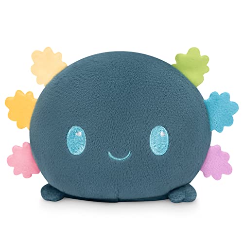 TeeTurtle Plushie Tote Bag – Blue & Rainbow Axolotl | From Makers of Reversible Octopus – Carry Your Plush Friend Anywhere!