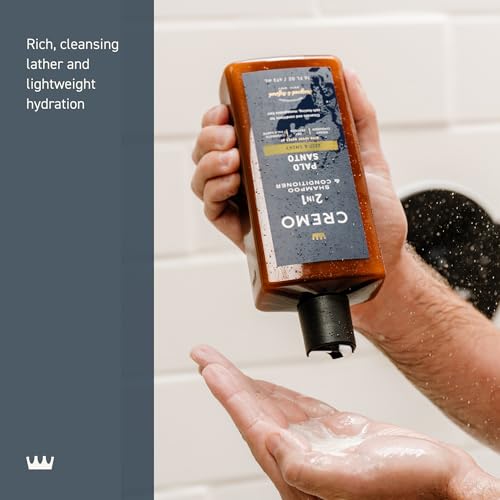 Cremo Palo Santo Barber Grade 2-n-1 Shampoo & Conditioner, Notes of Bright Cardamom, Dry Papyrus and Aromatic Palo Santo,16 Fl Oz