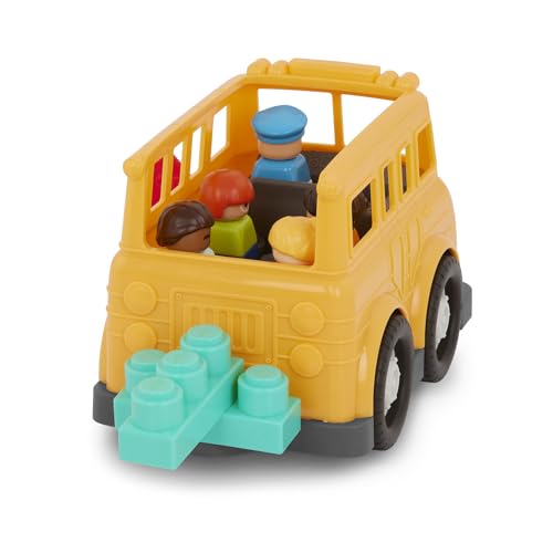 Battat – School Bus – 8 Pieces Construction Set – 5 Figures & 2 Blocks – Build – On Vehicle – 12+ Months – Locbloc® School Bus