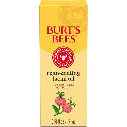 Burt's Bees Gua Sha Face Oil with Rosehip Seed – Reduces Fine Lines & Wrinkles, Use with Ice Roller & Facial Tools, 0.51 fl. oz.