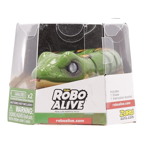 Robo Alive Slithering Snake Series 3 Green by ZURU Battery-Powered Robotic Light Up Reptile Toy That Moves (Green),7150B