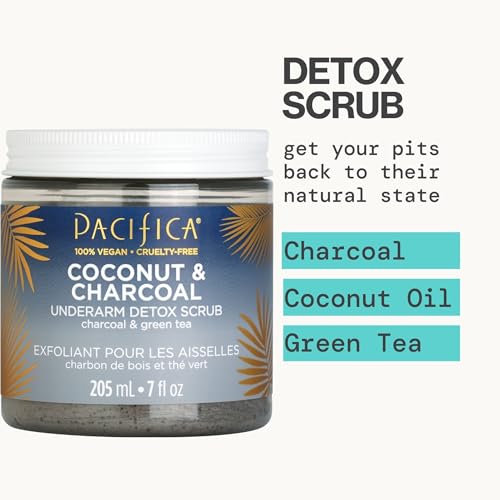Pacifica Armpit Detox Scrub – Coconut & Charcoal Exfoliating Underarm Body Care, Aluminum-Free, Vegan & Sensitive Skin Safe, 7 fl oz