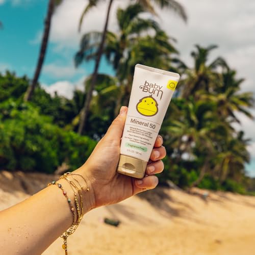 Baby Bum Mineral Sunscreen SPF 50 for Face & Body, Fragrance-Free, Sensitive Skin Safe, Travel Size 3oz, Pack of 2