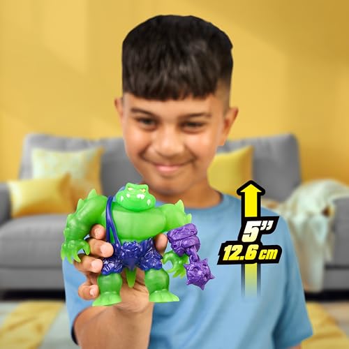 Heroes of Goo Jit Zu Meteor Madness Rock Jaw Action Figure with Goo Filling & Meteor Gauntlet, Sensory Toy Stretches 3X Size