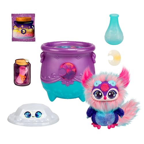 Magic Mixies Gem Surprise Cauldron Moon with Shimmer Eyes – Reveal Plush & 2 Lunar Gem Surprises (Styles Vary)