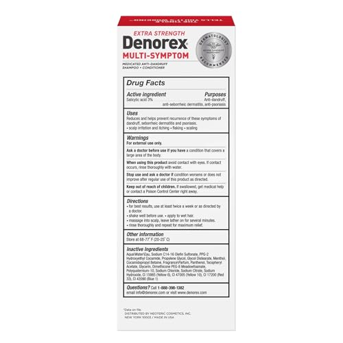 Denorex Extra Strength Anti-Dandruff Shampoo & Conditioner, 3% Salicylic Acid Treatment for Dandruff, Psoriasis & Seborrheic Dermatitis, 10 oz