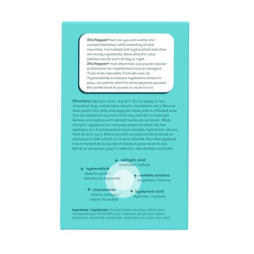 Proactiv Zits Happen® Hydrocolloid Acne Patches- Pimple Patches for Face and Back Acne with Pore Cleansing Salicylic Acid- 30 Count