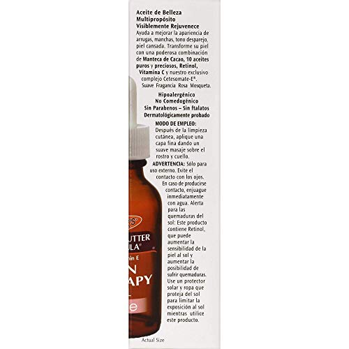 Palmer's Cocoa Butter Formula Moisturizing Skin Therapy Oil for Face with Vitamin E, C & 10 Pure Facial Oils Blend, Rosehip Oil Fragrance, 1 Ounce