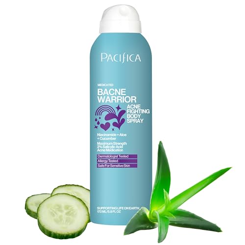 Pacifica Bacne Warrior Spray – 2% Salicylic Acid, Niacinamide & Aloe for Back, Chest & Body Acne – Dermatologist Tested, 6 Fl Oz