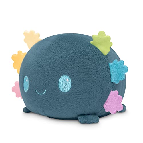 TeeTurtle Plushie Tote Bag – Blue & Rainbow Axolotl | From Makers of Reversible Octopus – Carry Your Plush Friend Anywhere!