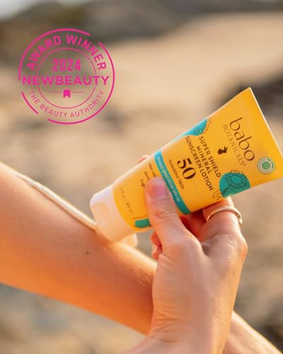 Babo Botanicals Sheer Mineral Sunscreen Lotion SPF 50 – 100% Mineral, Fragrance-Free, Water Resistant, For Babies, Kids & Sensitive Skin, 3 Fl Oz