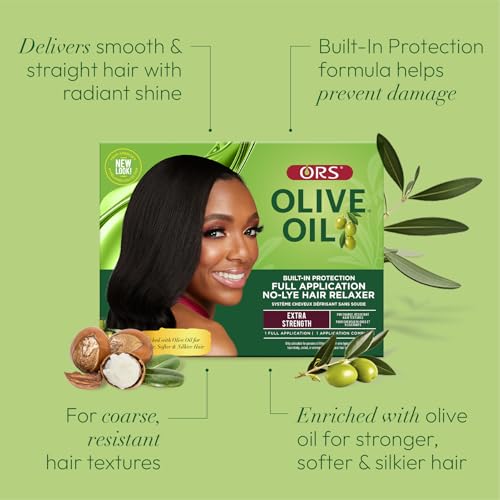 ORS Olive Oil Built-In Protection Full Application No-Lye Hair Relaxer Extra Strength (Pack of 4)
