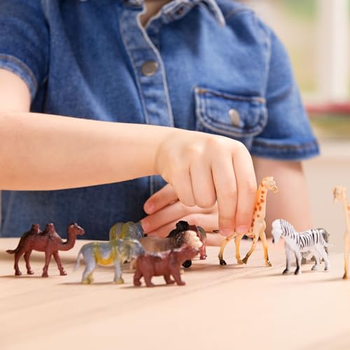 Terra by Battat 60-Piece Wild Animal Figurine Set – Realistic Lion, Tiger, Bear, Hippo & More – Educational Safari Toys for Kids 3+