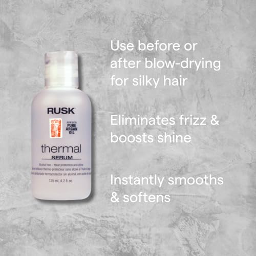 RUSK Designer Collection Thermal Serum with Argan Oil, Alcohol-Free Conditioning Serum, Heat Protection and Shine, Frizz Eliminator, 4.2 oz