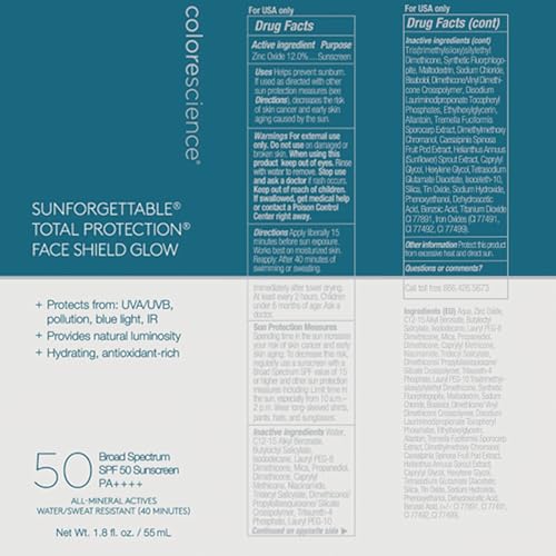 Colorescience Sunforgettable Total Protection Face Shield Glow SPF 50, Glow, 1.8 Fl Oz