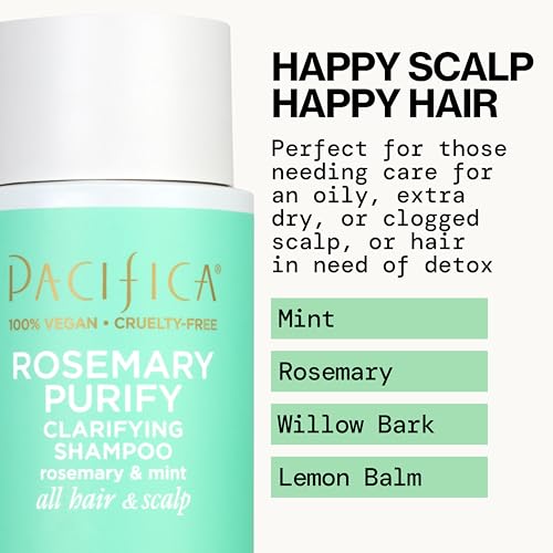 Pacifica Rosemary Purify Shampoo & Conditioner Set – Invigorating Mint Formula for Clarifying & Detox, Sulfate-Free, Vegan, 12oz & 8oz (2 Pc)