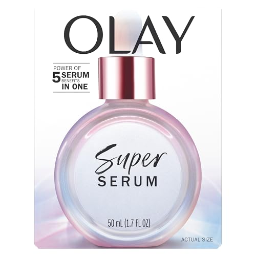 Olay Super Serum with Niacinamide, Vitamins C & E, Collagen Peptide & AHA – 5-in-1 Face Serum for Brightening, Hydrating & Firming, 1.7 oz