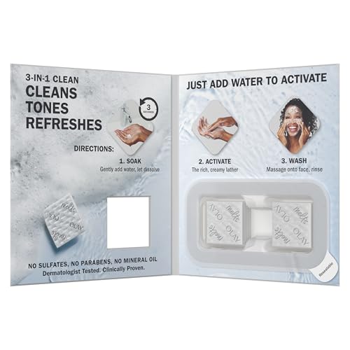 Olay Cleansing Melts + Vitamin C Face Cleanser, 12ct, Water-Activated Face Wash Cleans, Tones, and Refreshes Skin