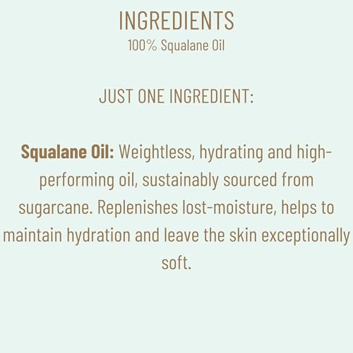 BIOSSANCE 100% Squalane Oil - Vegan, Hydrating Face & Body Oil, Fast-Absorbing Moisturizer for Skin & Hair, 3.3 oz