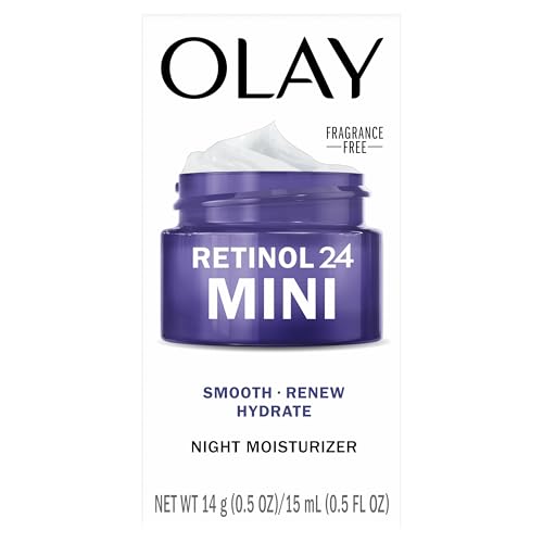 Olay Retinol 24 Night Face Moisturizer Trial Size, Anti-Aging, Smooths Fine Lines & Wrinkles, Fragrance-Free, Non-Greasy, 0.5 oz