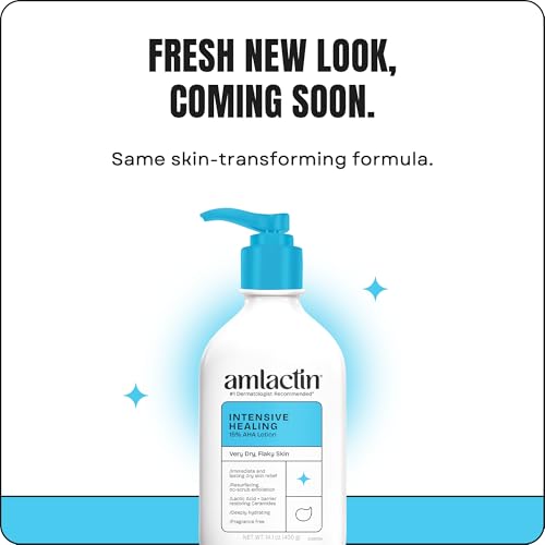AmLactin Intensive Healing Body Lotion 14.1oz Pump – 2-in-1 Exfoliator & Moisturizer with 15% Lactic Acid & Ceramides for Dry Skin