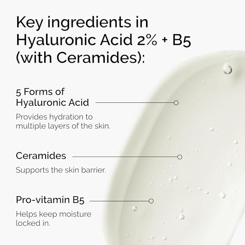The Ordinary Hyaluronic Acid 2% + B5 (with Ceramides), Multi-Depth Hydration Serum for Plumper, Smoother Skin, 1 Fl Oz