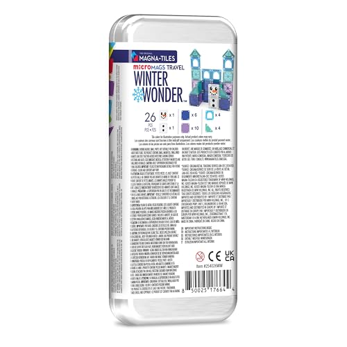 Magna-Tiles microMAGS Winter Wonder Travel Set 26-Piece Magnetic Construction Set, The Original Magnetic Building Brand